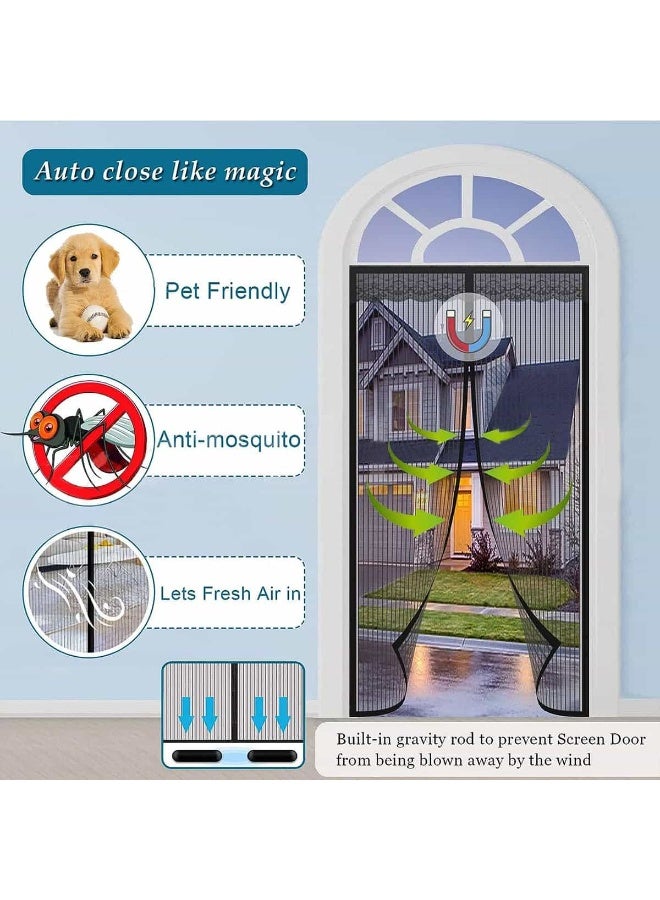 Anmi Fly Screen Door, Anti Mosquito Bug Magnetic Door Screen Mesh with Powerful Magnets and Full Frame Magic Tape, Anti Mosquito Mesh for Bedroom/Balcony/Kitchen, No Drilling, Washable Mesh (110x210cm) - Image 2