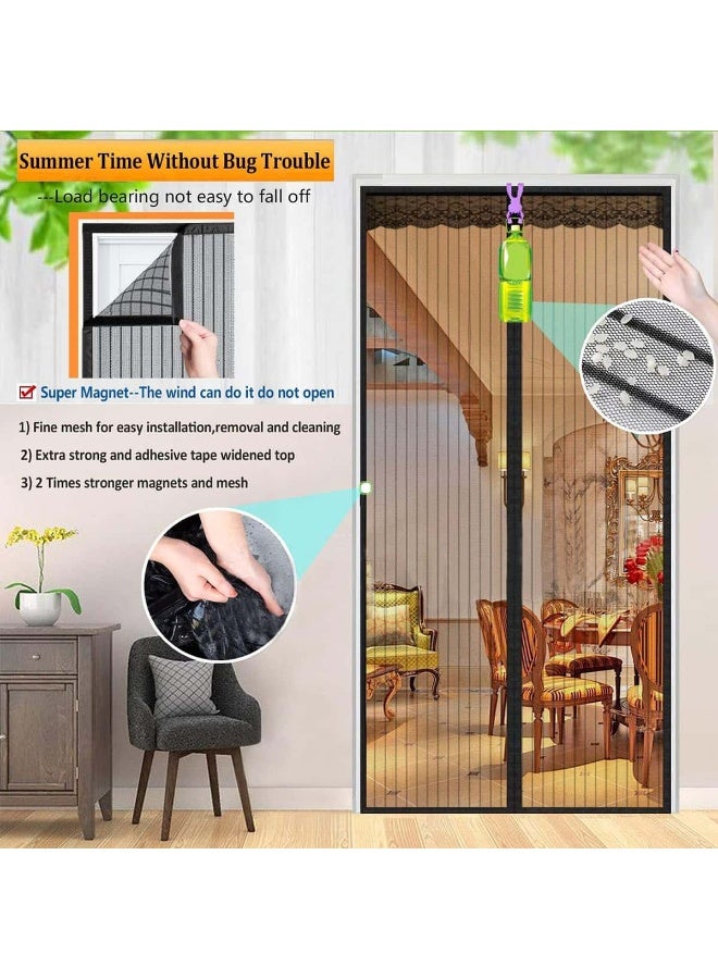 Anmi Fly Screen Door, Anti Mosquito Bug Magnetic Door Screen Mesh with Powerful Magnets and Full Frame Magic Tape, Anti Mosquito Mesh for Bedroom/Balcony/Kitchen, No Drilling, Washable Mesh (110x210cm) - Image 4