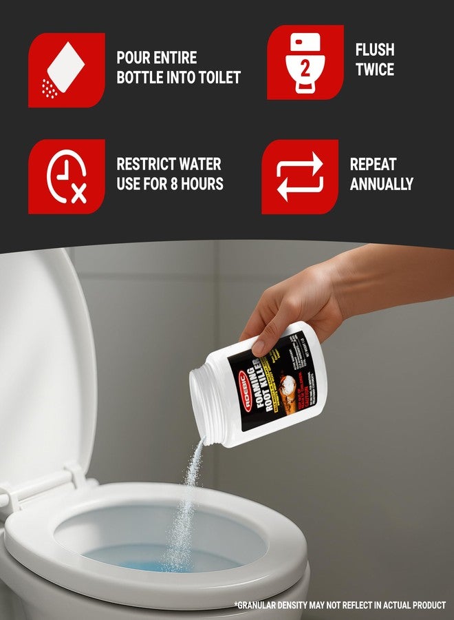 Roebic FRK Foaming Tree Root Killer, Chemical Septic System, Drain Field and Sewer Line Pipe Clog Remover and Root Destroyer, Safe for Bathroom Toilet, White Granules, 1 lb (Pack of 3) - Image 3