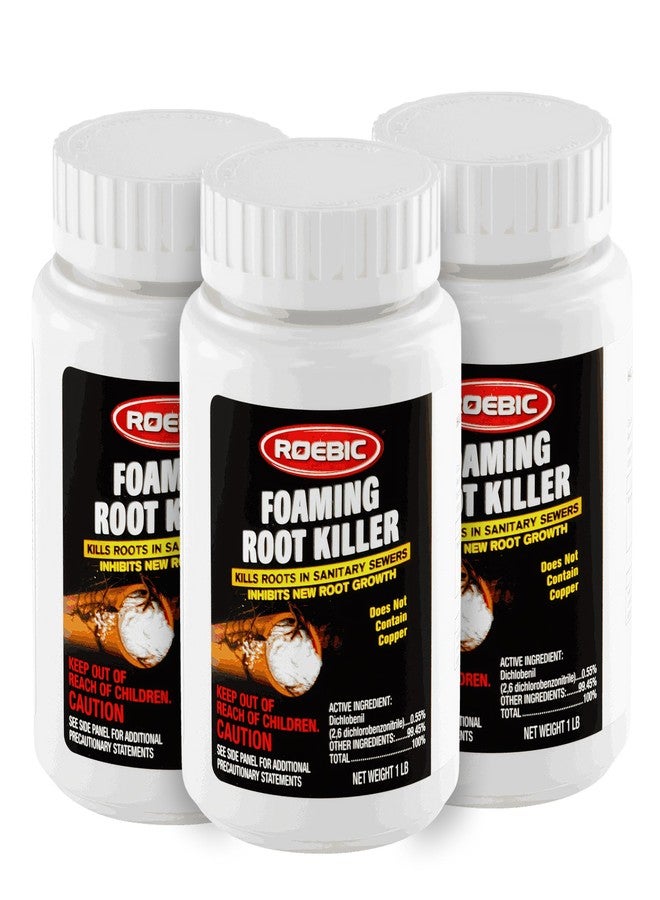 Roebic FRK Foaming Tree Root Killer, Chemical Septic System, Drain Field and Sewer Line Pipe Clog Remover and Root Destroyer, Safe for Bathroom Toilet, White Granules, 1 lb (Pack of 3) - Image 1