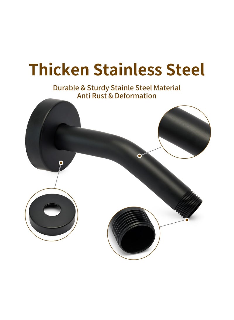 304 Stainless Steel Shower Arm with Flange and Teflon Tape, 8-Inch Matte Black Extension Pipe for Wall-Mounted Fixed and Handheld Showerheads - Rust-Free Design - Image 4