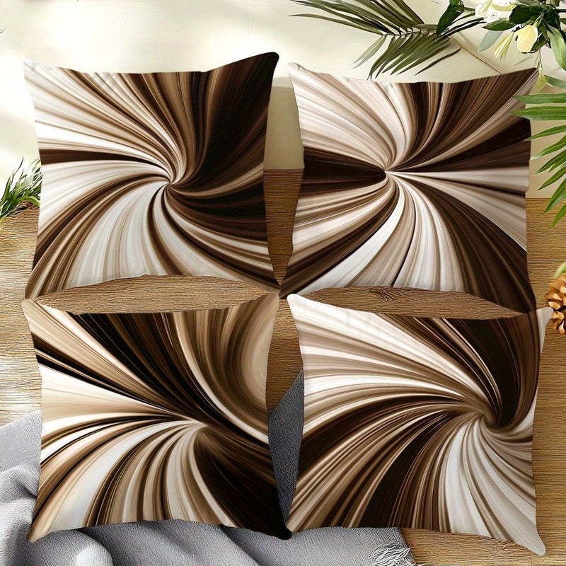 Set Of 4 Peach Skin Velvet Minimalist Abstract Pillowcases 19.69x19.69 Inch No Pillow - Image 1