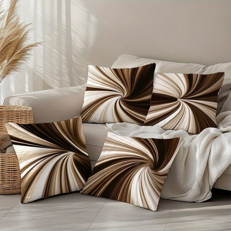 Set Of 4 Peach Skin Velvet Minimalist Abstract Pillowcases 19.69x19.69 Inch No Pillow - Image 4