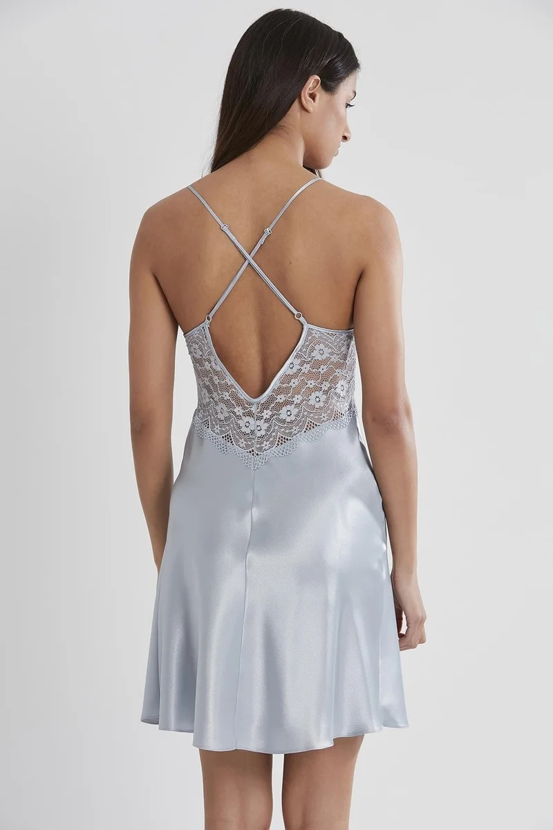 pierre cardin 605 Women's Satin Lace Nightgown - Mist
