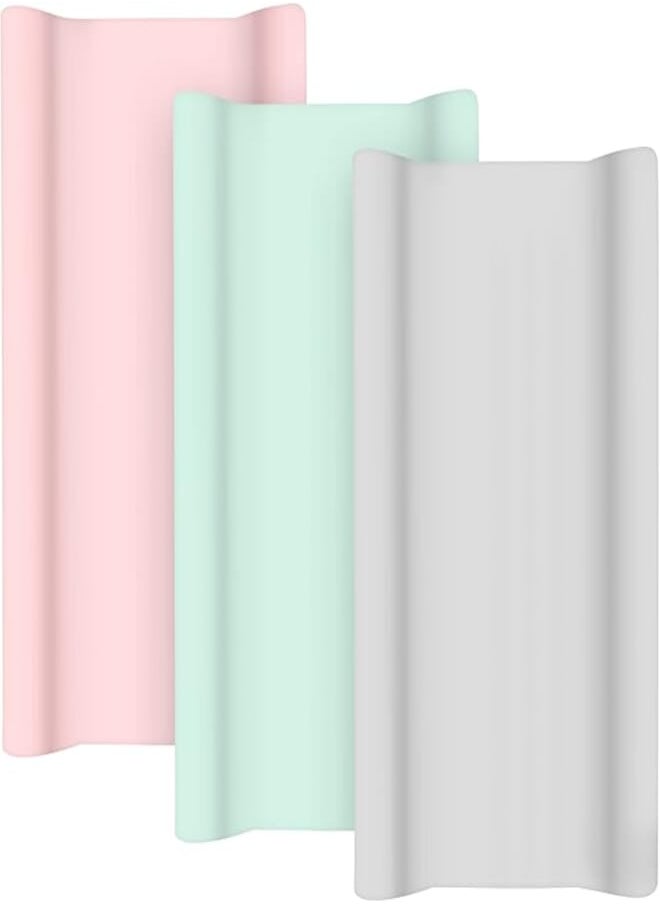 TILLYOU TILLYOU Jersey Knit Ultra Soft Changing Pad Cover Set, Unisex Diaper Change Table Sheets for Baby Boys Girls, Fit 32"/34''x16" Contoured Pad, Comfy Cozy 3-Pack Cradle Sheets, Lt Pink/Green/Gray 