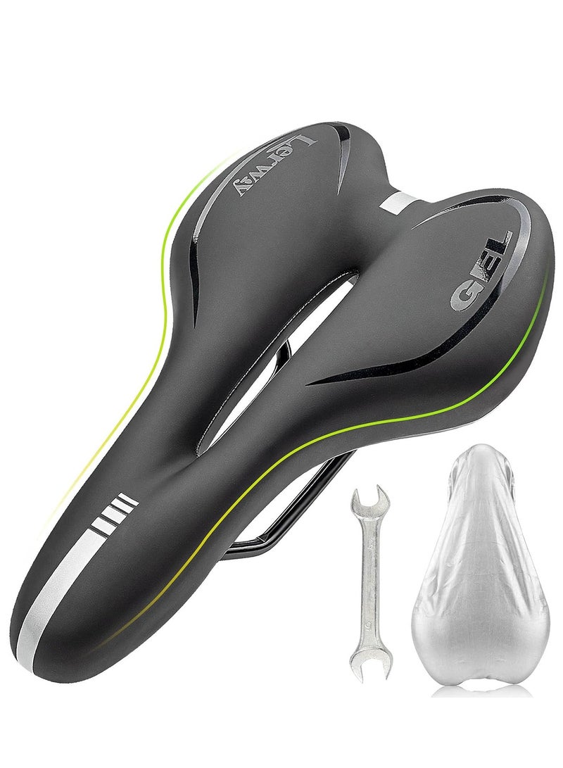 INKBIRD Bike Seat Cushion Comfortable Gel Bicycle Seat Waterproof Padded Mountain Bike Saddle with Soft Memory Foam, Durable Rain Cover, Easy Installation, Perfect for Road, MTB & BMX Cycling for Men & Women  - Image 1