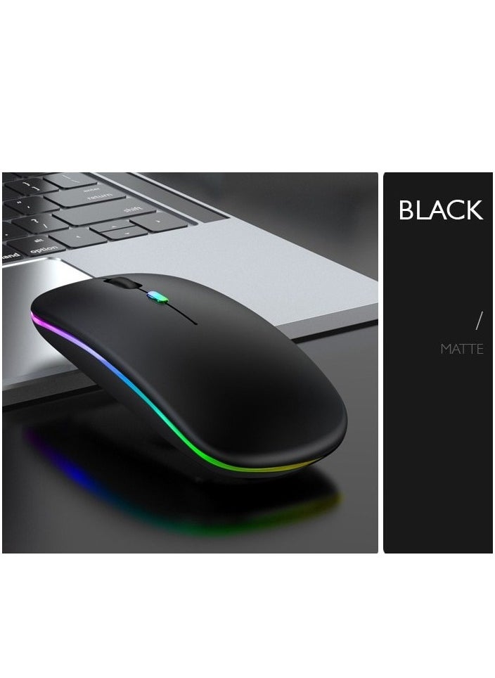 Generic - Mute Design New Bluetooth Wireless Mouse with USB Rechargeable RGB Mouse for Computer Laptop PC Macbook Gaming Mouse Gamer,Mute 2.4G+Bluetooth three-mode RGB luminous version - Image 1