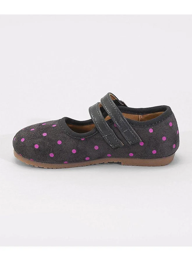 Mark & Mia Mark and Mia Buckle Closure Polka Dot Print Party Wear Ballerina Shoes - Black
