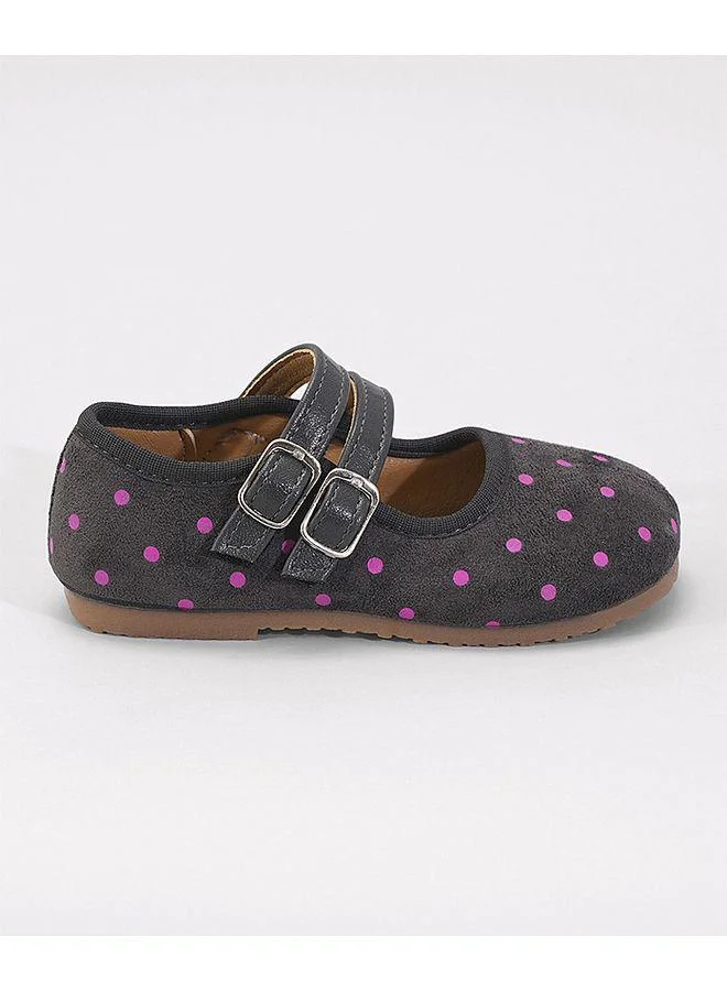 Mark & Mia Mark and Mia Buckle Closure Polka Dot Print Party Wear Ballerina Shoes - Black