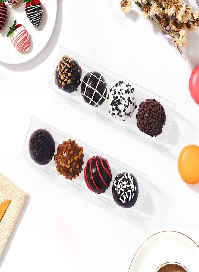 JCXGRVC 45 Pack 6.1"X1.5"X1.5" Transparent Truffle Boxes Chocolate Boxes Small Candy Gift Box Bakery Treat Truffle Wrappers for 4 Truffles Weddings Birthdays Christmas Mother's Day Parties - Image 4