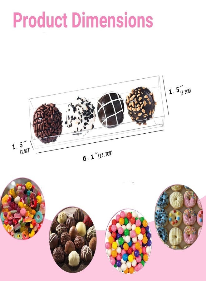 JCXGRVC 45 Pack 6.1"X1.5"X1.5" Transparent Truffle Boxes Chocolate Boxes Small Candy Gift Box Bakery Treat Truffle Wrappers for 4 Truffles Weddings Birthdays Christmas Mother's Day Parties - Image 2