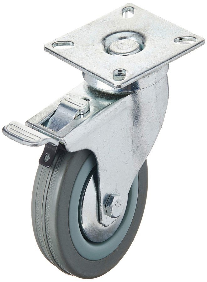 Steelex D2598 3-Inch 150-Pound Swivel Double Lock Rubber Plate Caster, Gray - Image 1