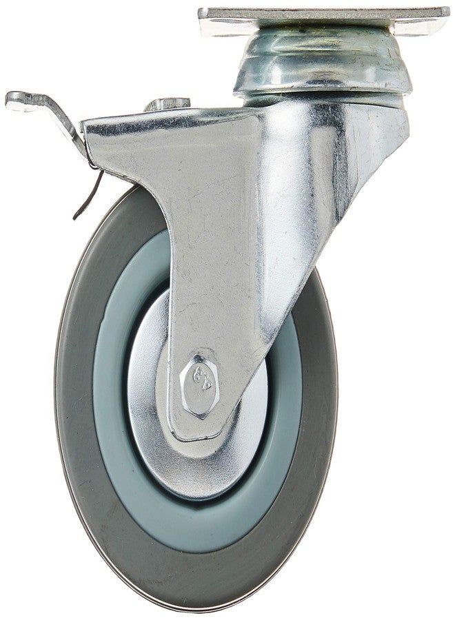 Steelex D2598 3-Inch 150-Pound Swivel Double Lock Rubber Plate Caster, Gray - Image 2