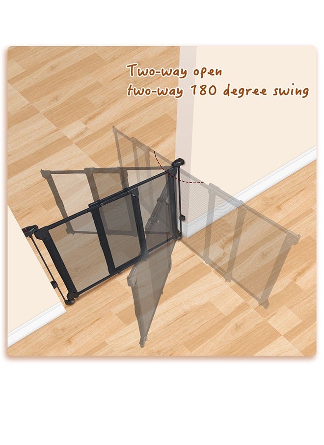 Jidyous Retractable Baby Gate for Stairs Indoor, Extends up to 140cm Wide Mesh ,71cm Tall Safety Easy to Use Pet Gate for Stairway,Ourdoors, Black  - Image 3