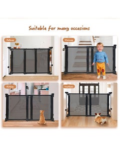 Jidyous Retractable Baby Gate for Stairs Indoor, Extends up to 140cm Wide Mesh ,71cm Tall Safety Easy to Use Pet Gate for Stairway,Ourdoors, Black  - Image 4