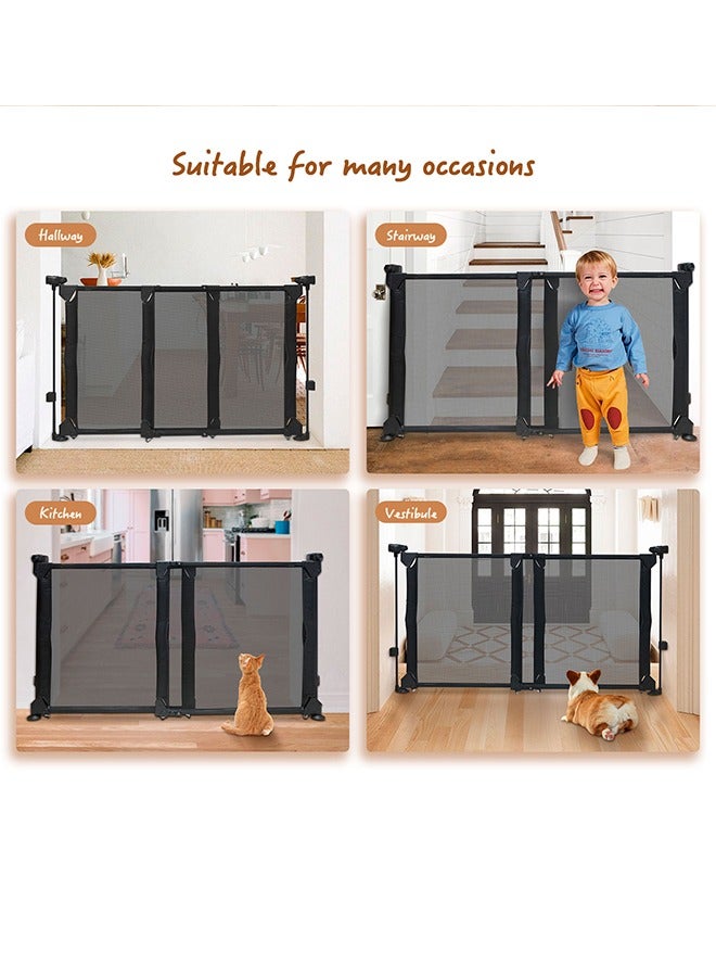 Jidyous Retractable Baby Gate for Stairs Indoor, Extends up to 140cm Wide Mesh ,71cm Tall Safety Easy to Use Pet Gate for Stairway,Ourdoors, Black  - Image 4