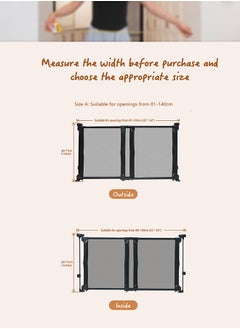Jidyous Retractable Baby Gate for Stairs Indoor, Extends up to 140cm Wide Mesh ,71cm Tall Safety Easy to Use Pet Gate for Stairway,Ourdoors, Black  - Image 5