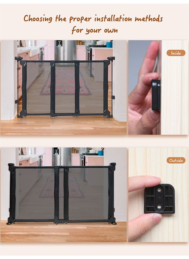 Retractable Baby Gate for Stairs Indoor, Extends up to 140cm Wide Mesh ,71cm Tall Safety Easy to Use Pet Gate for Stairway,Ourdoors, Black