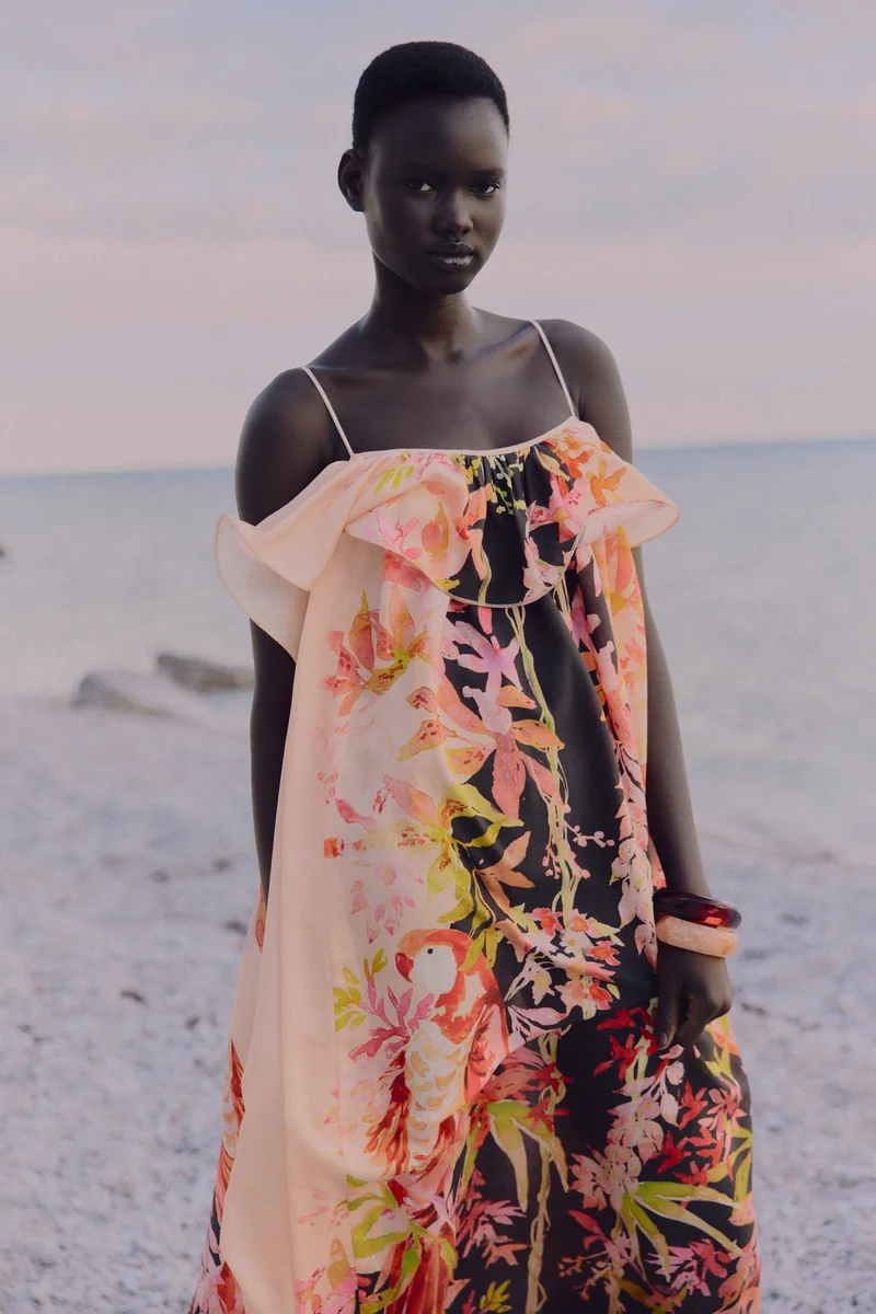 H&M  Flounce-trimmed strappy dress for Women | Best Price UAE