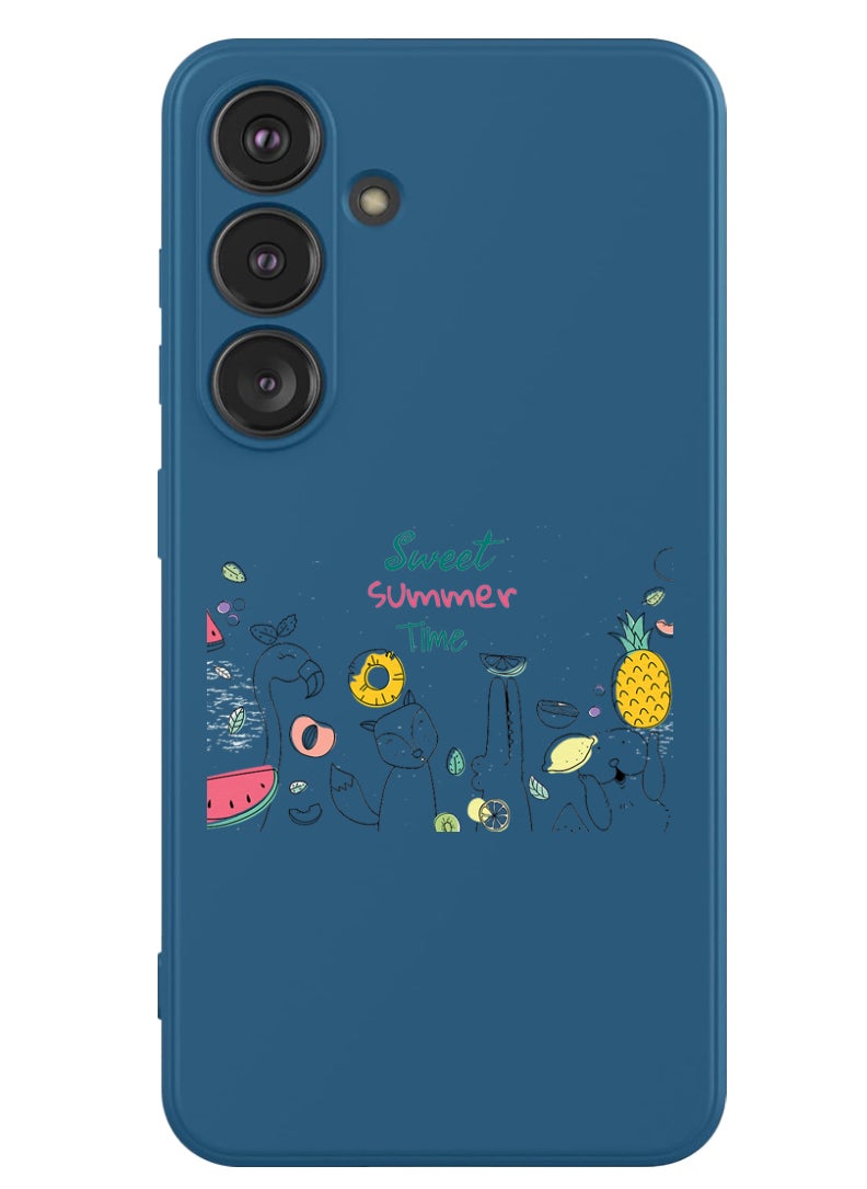 Theodor Protective Slim Fit Case Liquid Silicone Cover with Full Body Protection Anti-Scratch Shockproof Case For Samsung Galaxy S24 Plus (Blue) - Sweet Summer Time  - Image 1