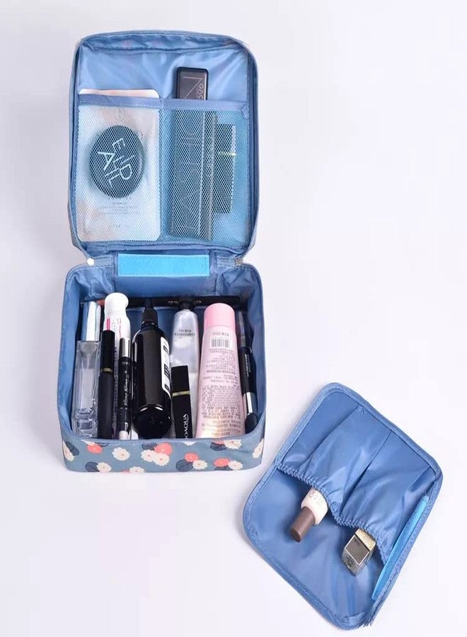 ERHETUS Multipurpose Cosmetic Bags for Women | Multiple compartment Toiletry Bag & Makeup Pouch | Travel Pouches & Innerwear Underwear Panties Organizer Bag for Girls (Blue, 21 * 16 * 8 cm) - Image 2