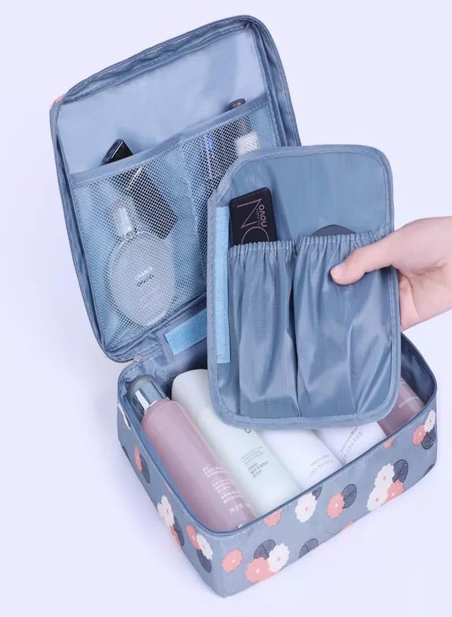 ERHETUS Multipurpose Cosmetic Bags for Women | Multiple compartment Toiletry Bag & Makeup Pouch | Travel Pouches & Innerwear Underwear Panties Organizer Bag for Girls (Blue, 21 * 16 * 8 cm) - Image 4