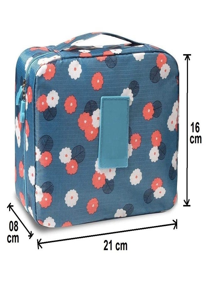 ERHETUS Multipurpose Cosmetic Bags for Women | Multiple compartment Toiletry Bag & Makeup Pouch | Travel Pouches & Innerwear Underwear Panties Organizer Bag for Girls (Blue, 21 * 16 * 8 cm) - Image 3