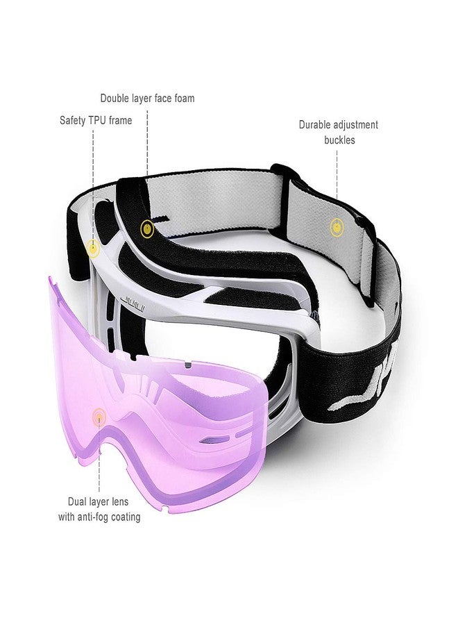 JULI Eyewear JULI Snowboard & Ski Goggles - Premium Snow Goggles（Arctic White/Purple Sapphire） - Image 3