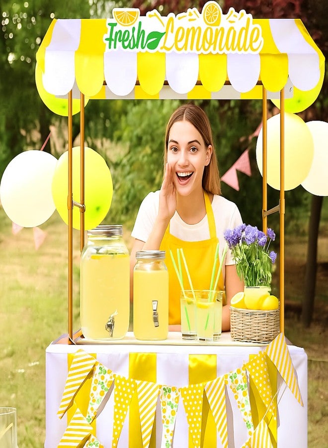 Tioncy 6 Pcs Fresh Lemonade Stand Kits Hut Decor Include Shelf, Banner, Roof, Pennant, Table Skirt for Photo Props Outdoor Lemon Themed Party Decor - Image 5