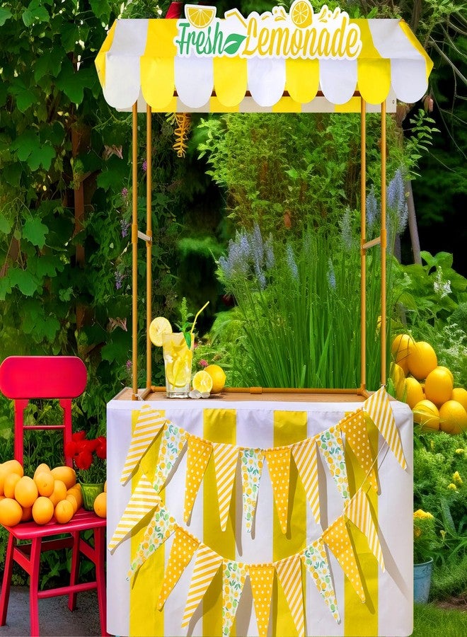 Tioncy 6 Pcs Fresh Lemonade Stand Kits Hut Decor Include Shelf, Banner, Roof, Pennant, Table Skirt for Photo Props Outdoor Lemon Themed Party Decor - Image 4