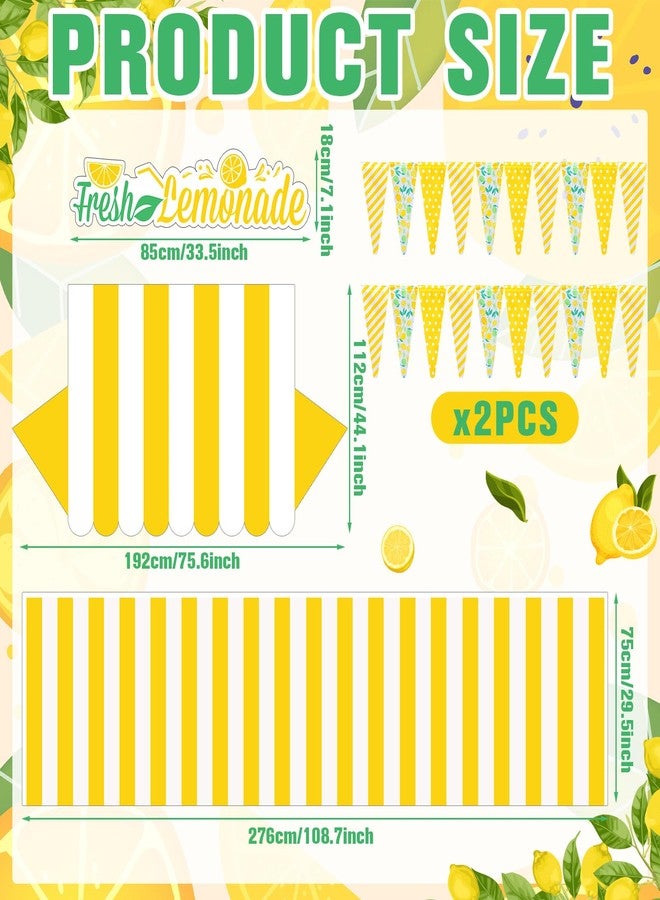 Tioncy 6 Pcs Fresh Lemonade Stand Kits Hut Decor Include Shelf, Banner, Roof, Pennant, Table Skirt for Photo Props Outdoor Lemon Themed Party Decor - Image 3