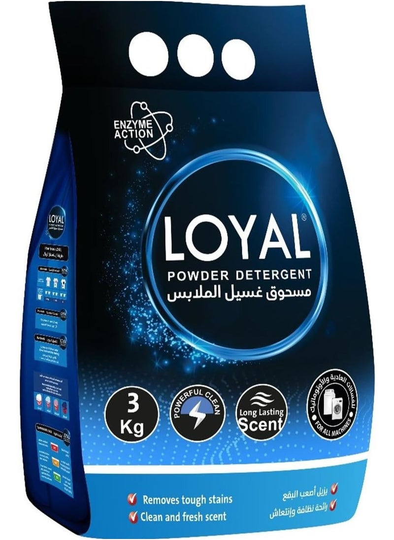loyal - Loyal Powerful Clean Powder Detergent with Long-Lasting Scent and Enzyme Action, Remove Tough Stains, Fresh and Clean Scent 3kg - Image 1
