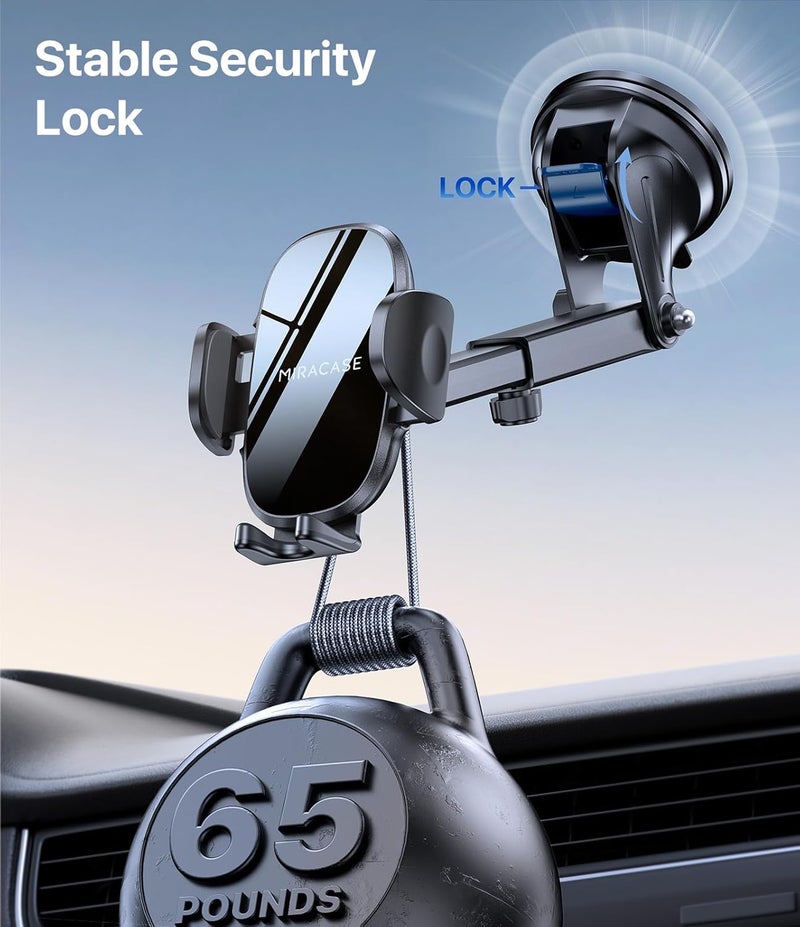 Miracase 3-in-1 Car Phone Holder - 360° Rotatable Mobile Mount for Dashboard, Windscreen, and Desk - Image 4