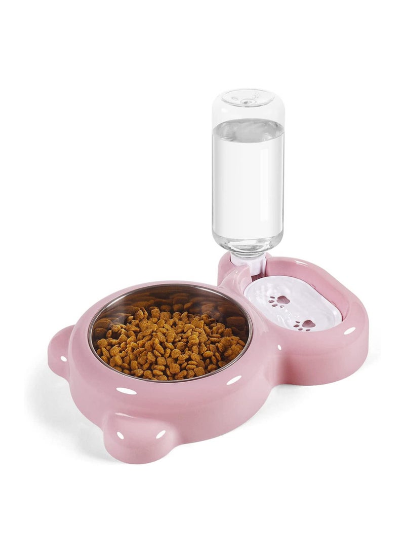 Y&D Double Dog Cat Bowls Pet Water and Food Bowl Set with Automatic Dispenser Bottle Detachable Stainless Steel for Small Dogs Cats Kitten Puppy Rabbit Bunny - Image 1