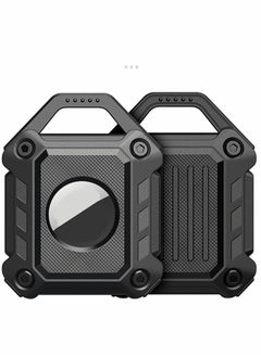 Holder Keychain Compatible Apple Airtag, Heavy Duty Case for Air Tag Tracker Dog Collar Key Ring with Screen Protector (Black 2-Pack)