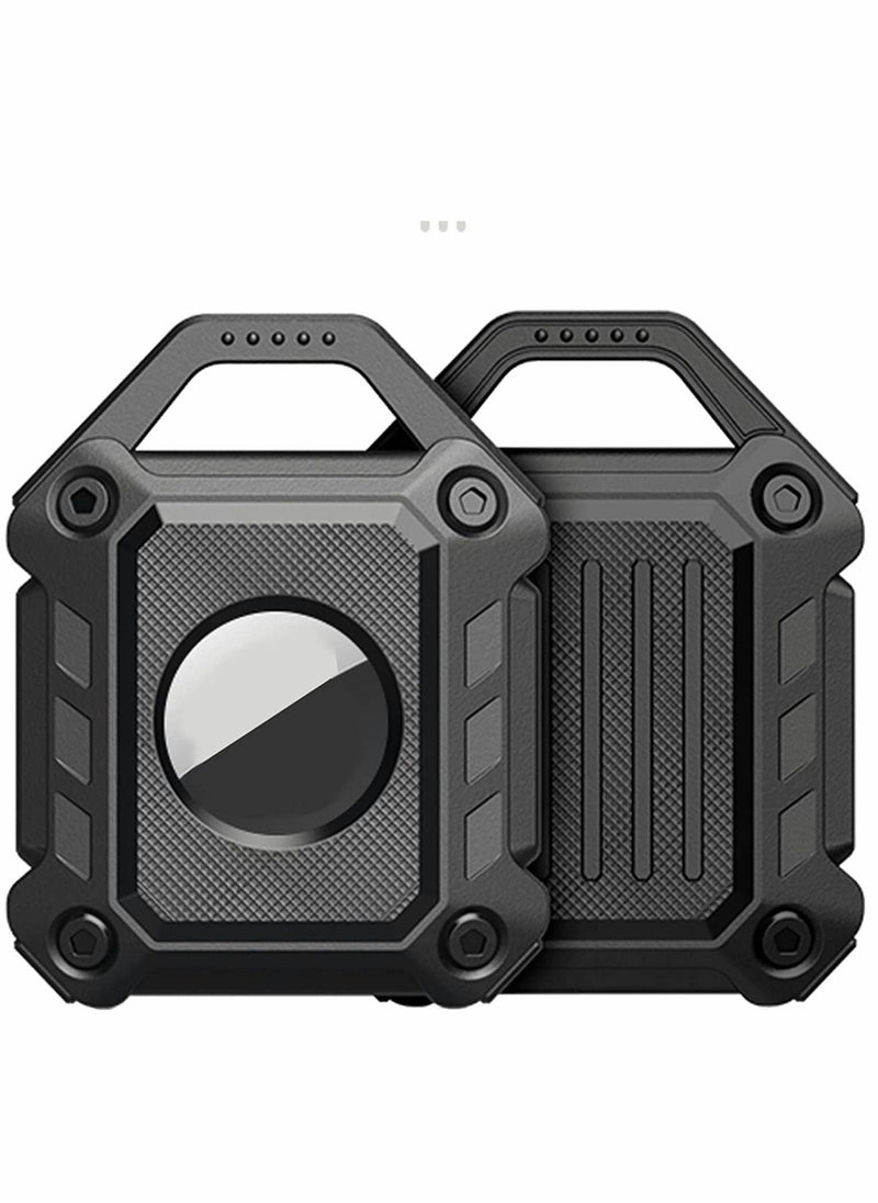 Generic - Holder Keychain Compatible Apple Airtag, Heavy Duty Case for Air Tag Tracker Dog Collar Key Ring with Screen Protector (Black 2-Pack) - Image 1