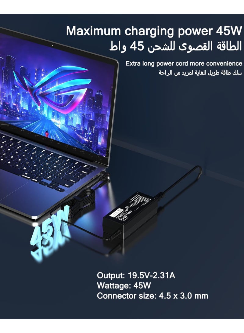 زيكسين شاحن لابتوب بقوة 45 واط متوافق مع أجهزة HP EliteBook وProBook لأجهزة HP EliteBook 840/850، وPavilion 11/13/15، وProBook 430/440 G3 G4، وStream، وChromebook، وEnvy، وSpectre (موصل بمقاس 4.5×3.0 مم) - Image 3