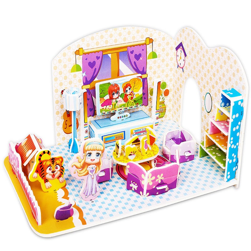 3D Stereo Puzzle Paper Diy Model Kidsren'S House Classroom Handmade Stall Toys - Image 1
