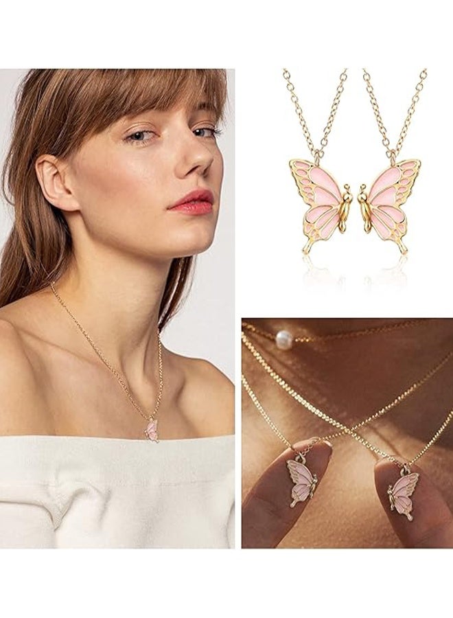 Happy D Matching Best Friend Necklace Set for 2, Heart Pendant & Butterfly Bracelets, Sister Jewelry Gift for Birthdays & Special Occasions - Image 4
