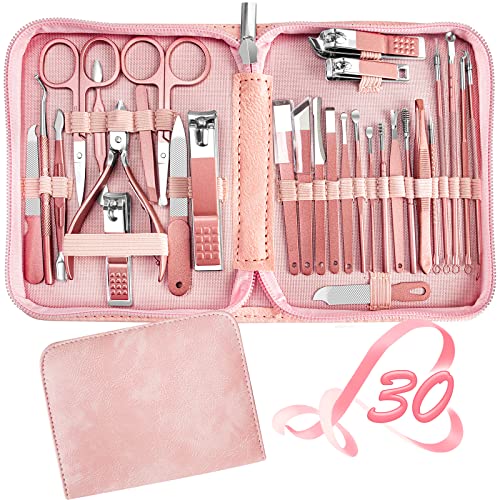 RedFlow Manicure Set 30 in 1 Nail Clipper set REDFLOW nail clippers fingernail  toenail clippers Manicure Tools pedicure tools Suitable for Travel Manicure Kit Nail Set Kit With Everything Profe