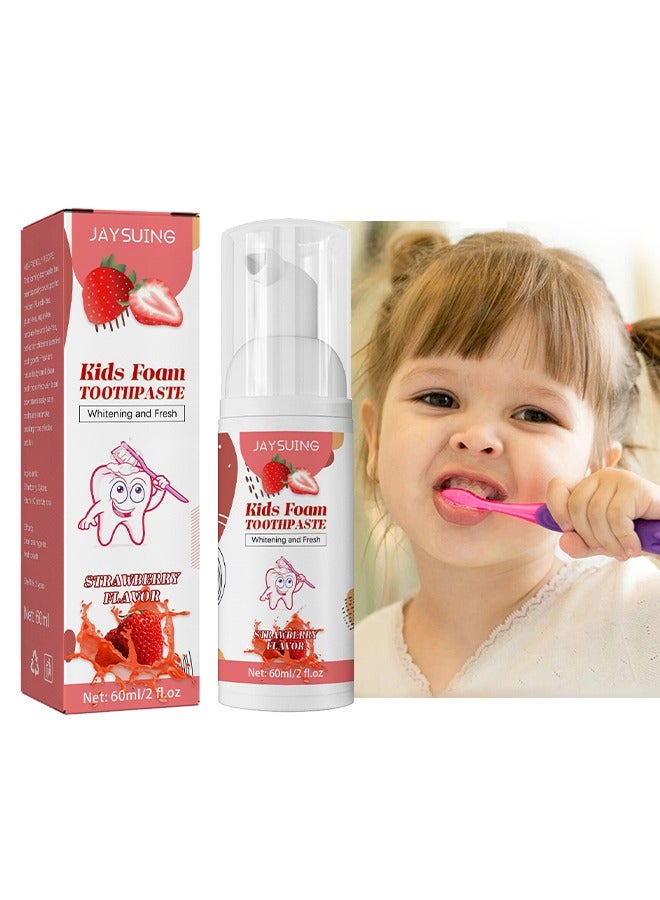 Jaysuing Rids Foam Toothpaste,Children's Low Fluoride Toddler Toothpaste, Dental Care For Children 3 Years And Up, Super Fine Mousse Foam, Easy To Use (Strawberry Flavors) 60ml - Image 1