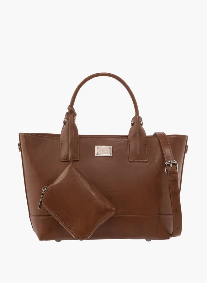 Flora Bella By Shoexpress Solid Tote Bag with Detachable Strap and Pouch