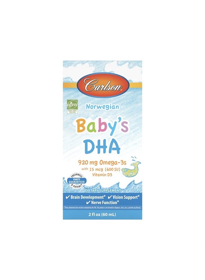 Carlson دها للأطفال، مكمل دها السائل للأطفال، 1100 ملغ أوميغا-3 + 400 وحدة دولية فيتامين د3، دعم تطوير الدماغ، دعم الرؤية ووظيفة الأعصاب، أوميغا-3 سائل للأطفال، زيت السمك للأطفال، 60 مل - Image 5