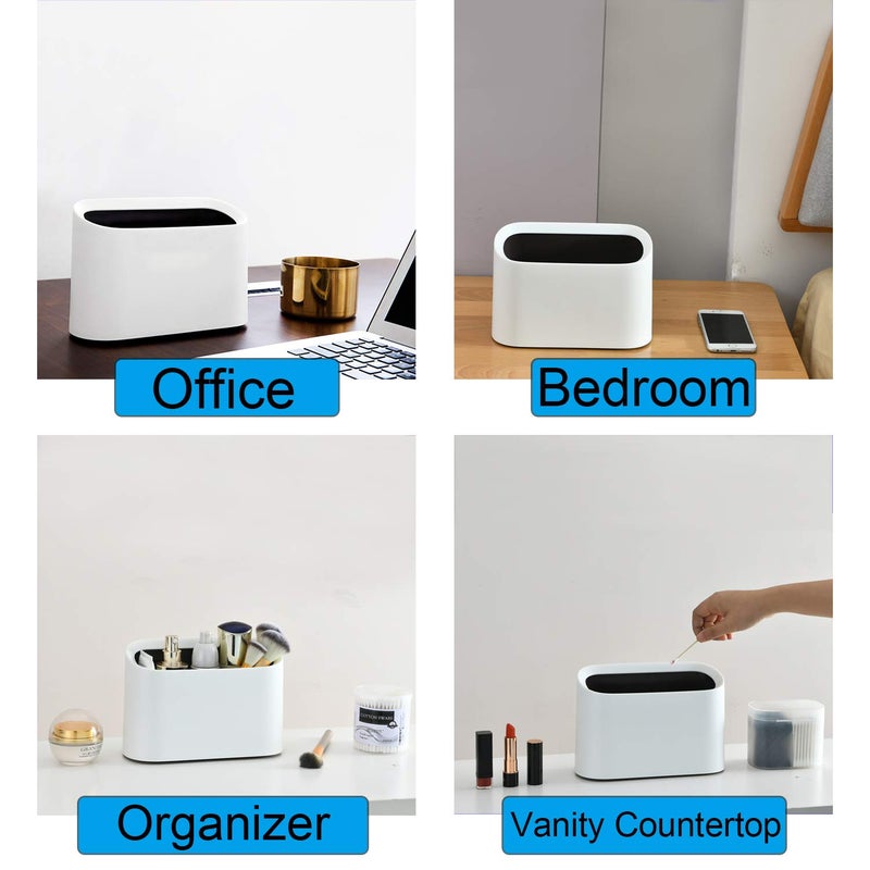 SUBEKYU 0.4 Gal Mini Countertop Trash Can, Small Desktop Garbage Can for Office, Tiny Wastebasket, Plastic, White - Image 5