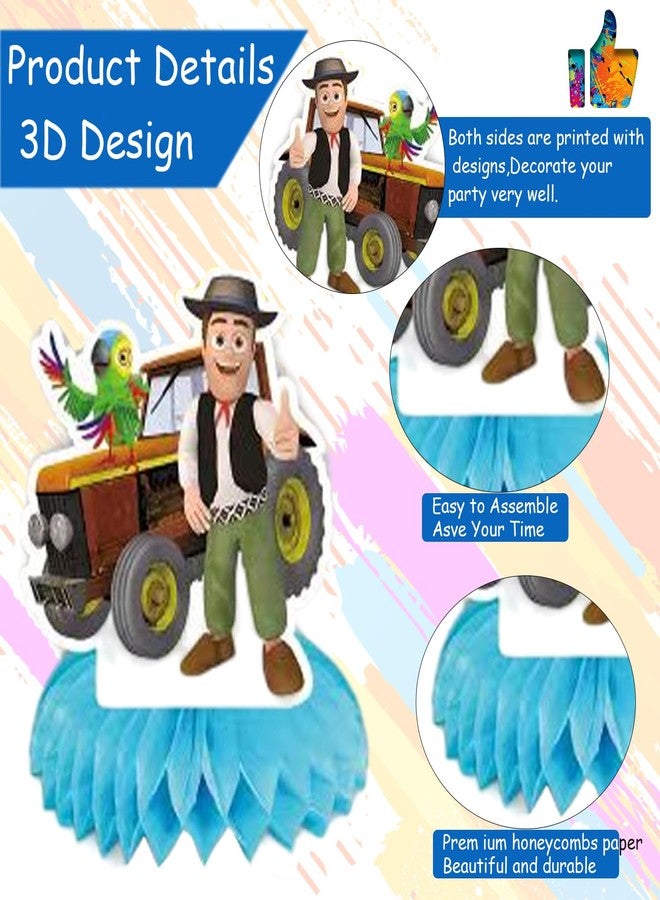 Bahteliv 6Pcs Lai Granja De Zenoon Party supplies set Honeycomb Centerpieces Double Sided Table Topper Kids Baby Shower Birthday Party Decorations - Image 3