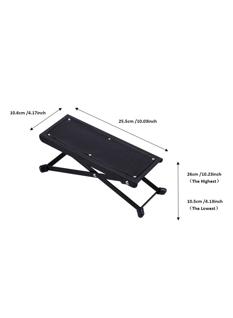Generic Metal guitar footstool, foldable, suitable for all guitars, with 4 adjustable height levels, easy to operate and convenient for outdoor performances 