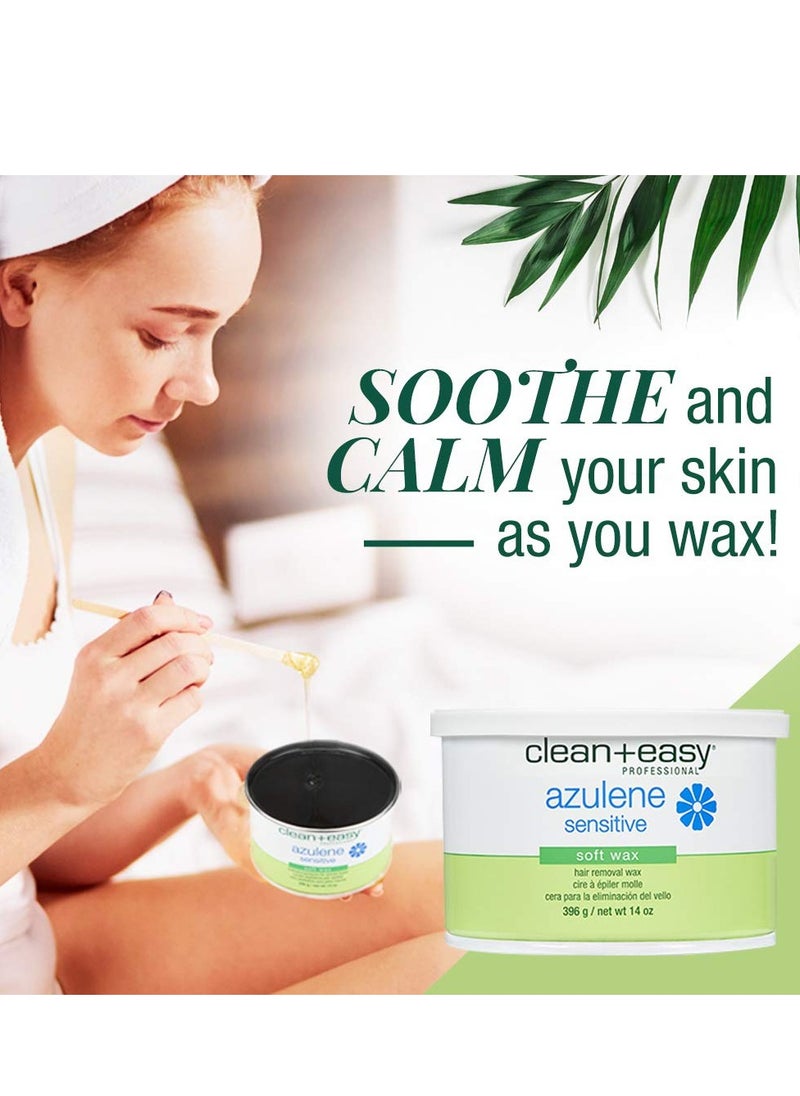 Clean + Easy Clean + Easy Hair Removal Soft Wax With Azulene To Reduce Redness And Irritation- Ideal For Sensitive Skin, 14 oz  - Image 3