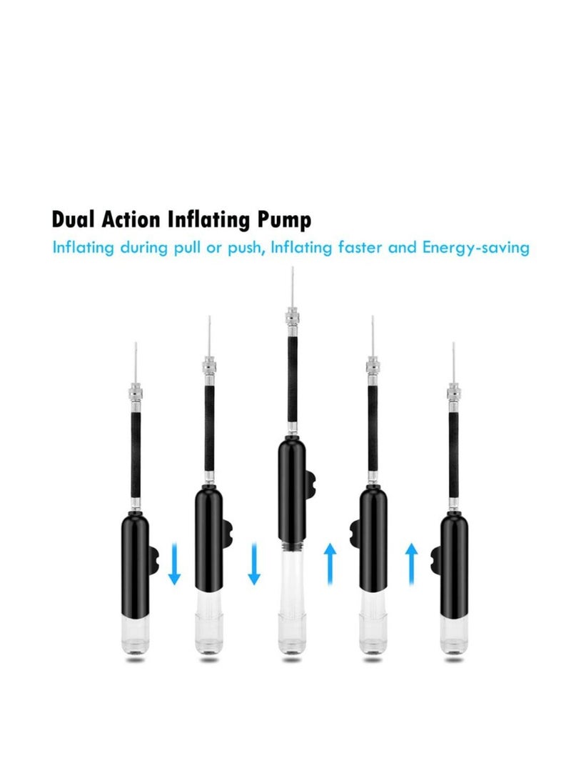 SYOSI Ball Pump, Dual Action Inflate Air Pump with 3 Needles and 2 Nozzles for Soccer Ball, Basketball, Volleyball, Balloons, Bikes  - Image 4