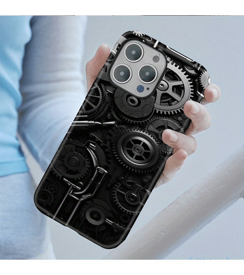 Phone Case Mixed Color 1 Compatible With iPhone 16e Mechanical Gear Array Double Layer Protective Sturdy Durable Shockproof Mobile Phone Cover - Image 3