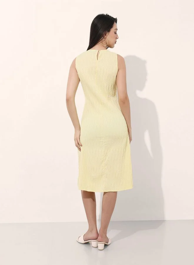 Freehand  Women Relaxed Fit Textured Scoop Neck Sleeveless Tiered Dress for Women | Best Price UAE